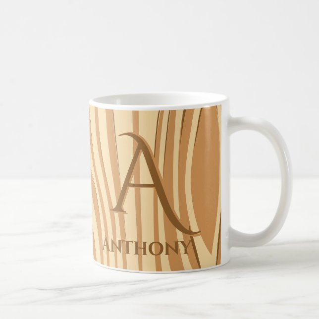 Rustikale Imitate aus Braunholz Mit Monogramm Kaffeetasse (Rechts)