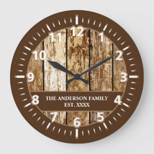 Rustikale Imitate aus Holz, Name dunkelbraun Große Wanduhr