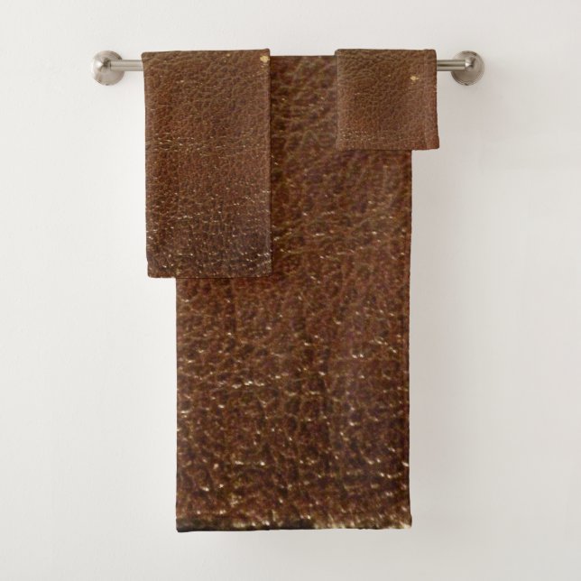 Rustikale Imitate Braunleder Badhandtuch Set (Insitu)