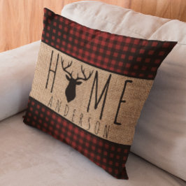Rustikale Imitate Burlap Buck Kopf Familienname T Kissen