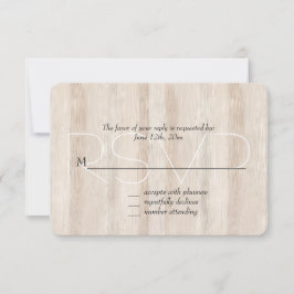 Rustikale Imitate Cream White Wood Wedding RSVP Karte