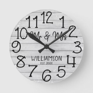 Rustikale Imitate Holz Planen Personalisierter Nam Runde Wanduhr