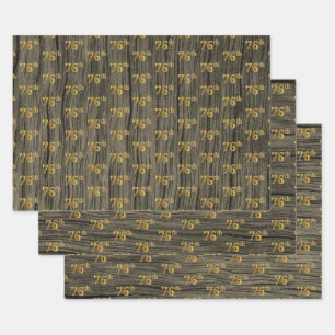 Rustikale Imitate Holzkörner, elegante Imitate Gol Geschenkpapier Set