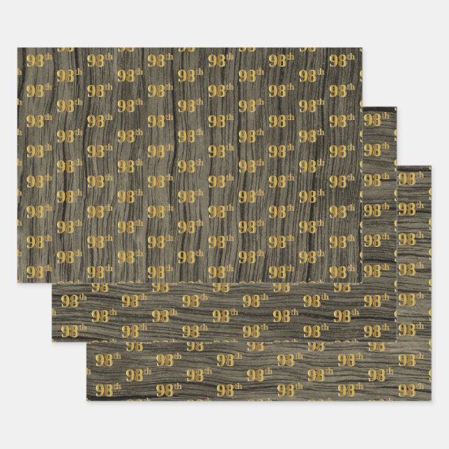 Rustikale Imitate Holzkörner, elegante Imitate Gol Geschenkpapier Set (Set)