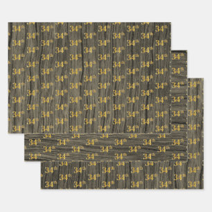 Rustikale Imitate Holzkörner, elegante Imitate Gol Geschenkpapier Set