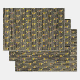 Rustikale Imitate Holzkörner, elegante Imitate Gol Geschenkpapier Set
