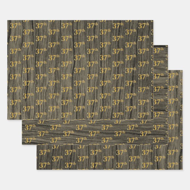 Rustikale Imitate Holzkörner, elegante Imitate Gol Geschenkpapier Set (Set)