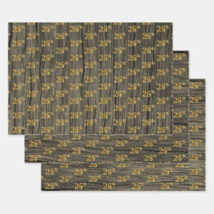 Rustikale Imitate Holzkörner, elegante Imitate Gol Geschenkpapier Set