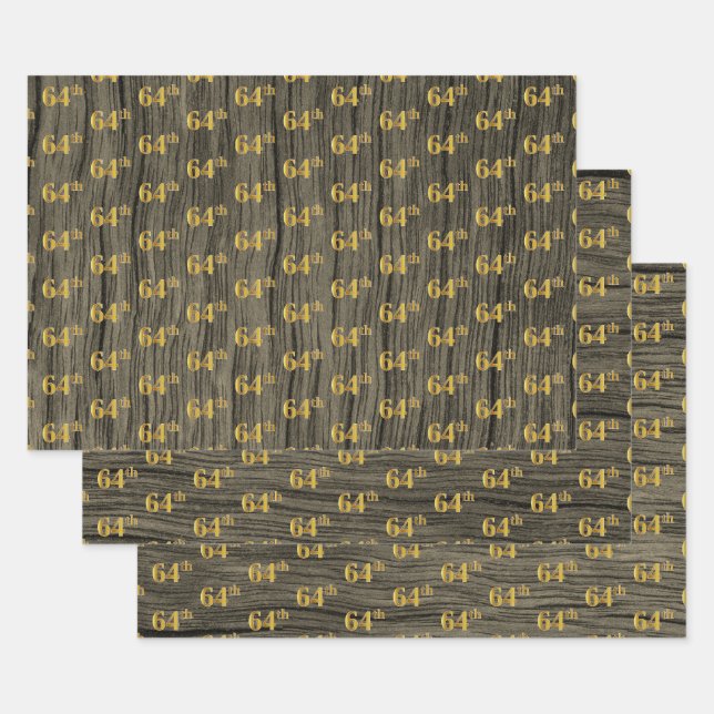 Rustikale Imitate Holzkörner, elegante Imitate Gol Geschenkpapier Set (Set)