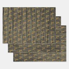 Rustikale Imitate Holzkörner, elegante Imitate Gol Geschenkpapier Set