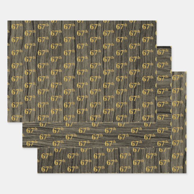Rustikale Imitate Holzkörner, elegante Imitate Gol Geschenkpapier Set (Set)