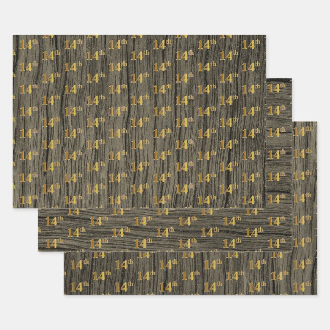 Rustikale Imitate Holzkörner, elegante Imitate Gol Geschenkpapier Set (Set)