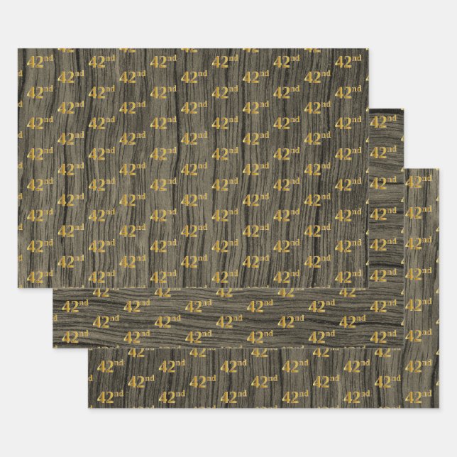 Rustikale Imitate Holzkörner, elegante Imitate Gol Geschenkpapier Set (Set)