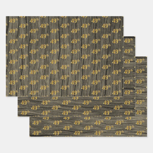 Rustikale Imitate Holzkörner, elegante Imitate Gol Geschenkpapier Set (Set)