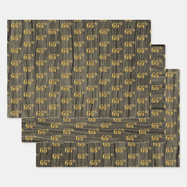 Rustikale Imitate Holzkörner, elegante Imitate Gol Geschenkpapier Set (Set)