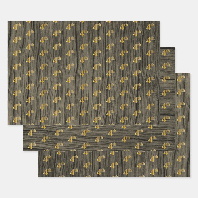 Rustikale Imitate Holzkörner, elegante Imitate Gol Geschenkpapier Set (Set)