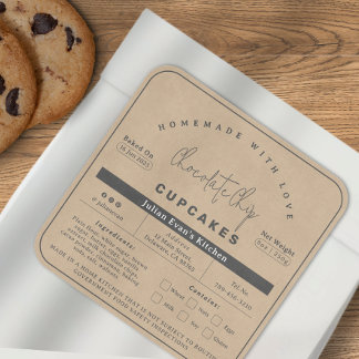 Rustikale Imitate Kraft Papier hausgemachte Lebens Quadratischer Aufkleber