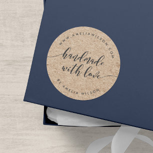 Rustikale Imitate Kraft Relax Script Handmade in L Runder Aufkleber