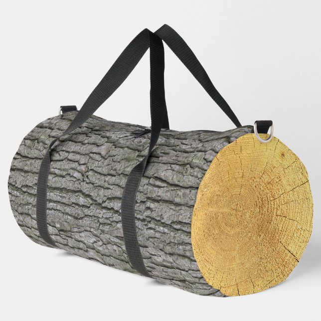 Rustikale Imitate Trockenholz Getreidebaum Barke Duffle Bag (Linke Ecke)