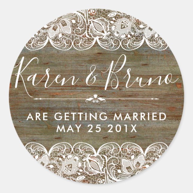 Rustikale Imitate UAWG aus Holz und Weiß Runder Aufkleber (Vorderseite)