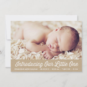 Rustikale Imitats Kraft Paper Baby Foto Birth Ankündigung