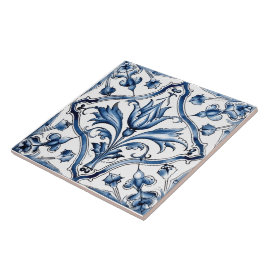 Rustikale Indigo Azulejo Fliesen mit Blumenmuster
