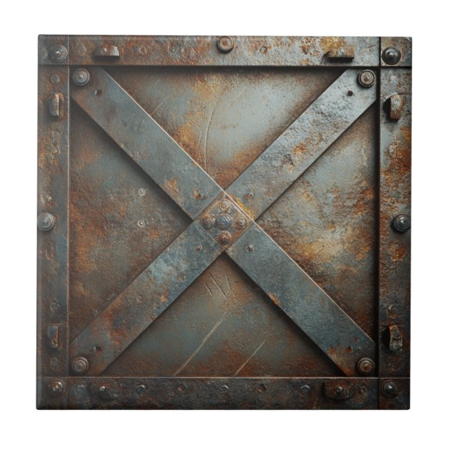 Rüstikale Industrie-Metalloptik Fliese (Vorderseite)