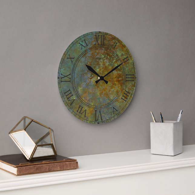 Rustikale Inspirierte Kunst Moderne Trends Große Wanduhr (Büro)