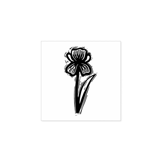 Rustikale Iris Folk Art Blume Blumenmuster Linosch Gummistempel (Prägung)