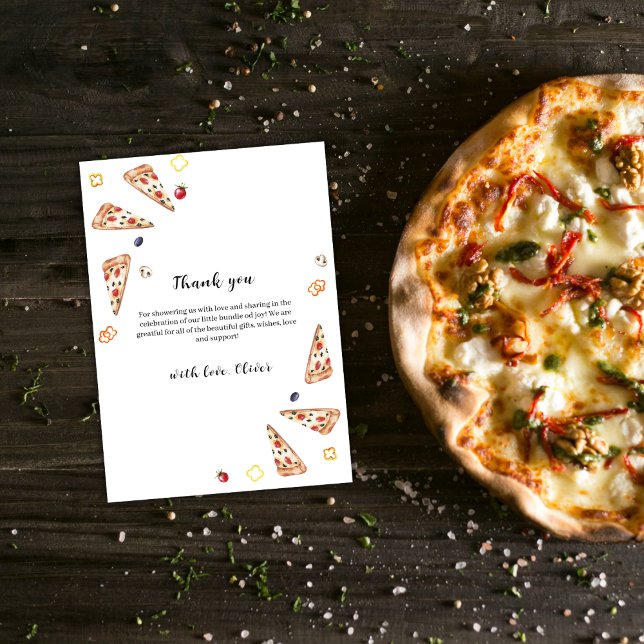 Rustikale italienische Slice Pizza Babydusche Dankeskarte (Rustic Italian Slice Pizza Baby Shower Thank You Card)