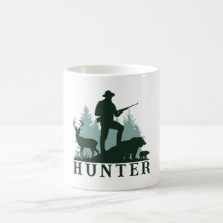 Rustikale Jäger-Silhouette mit Tasse von Wildtiere