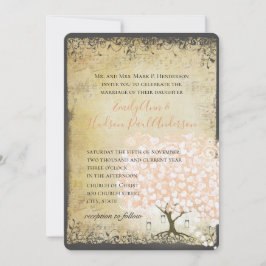 Rustikale Jahrtausendrosa Heart Leaf Tree Wedding Einladung