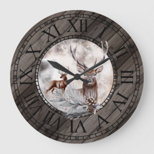 Rustikale jugendfarbene römische Holzziffern Große Wanduhr