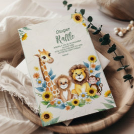 Rustikale Jungle Safari Tiere Raffle Diapper Begleitkarte