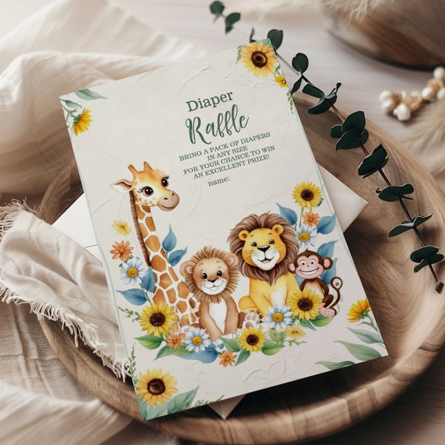 Rustikale Jungle Safari Tiere Raffle Diapper Begleitkarte (Von Creator hochgeladen)