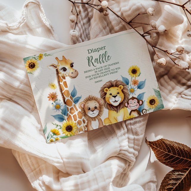 Rustikale Jungle Safari Tiere Raffle Diapper Begleitkarte (Von Creator hochgeladen)