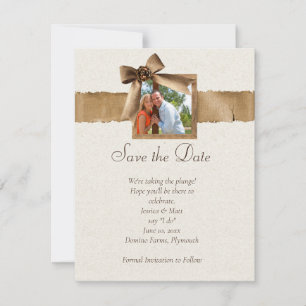 Rustikale Jute-Foto-Save-the-Date Einladung