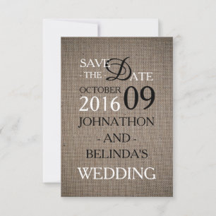 Rustikale Jute-Hochzeit Save The Date