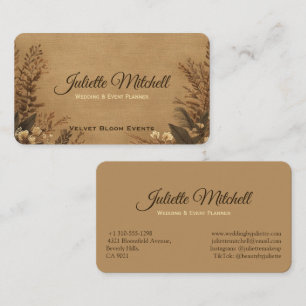 Rustikale Jute-Hochzeitsplanerin Visitenkarte