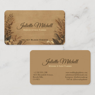 Rustikale Jute-Hochzeitsplanerin Visitenkarte