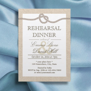 Rustikale Jute-Hochzeitsprobe-Dinner Einladung