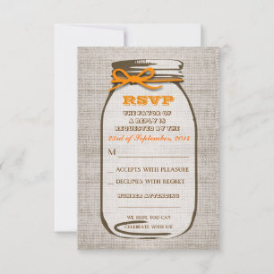 Rustikale Jute-Mason-Jar-Hochzeits-RSVP-Karten RSVP Karte
