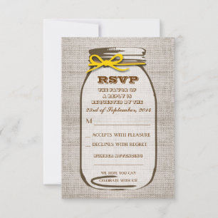 Rustikale Jute-Mason-Jar-Hochzeits-RSVP-Karten RSVP Karte