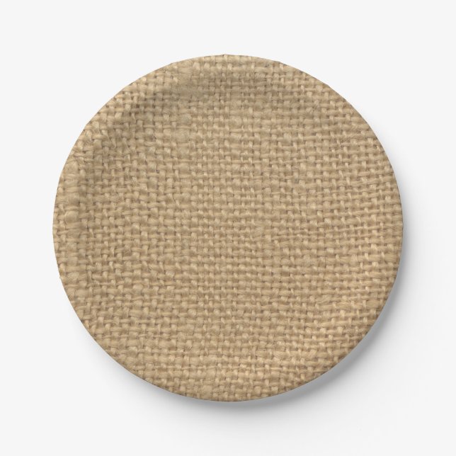 Rustikale Jute-Party-Teller aus Papier Pappteller (Vorderseite)