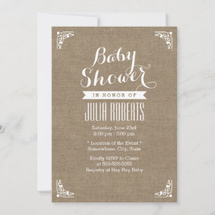 Rustikale Jute-Textur-Baby-Shower-Einladungen Einladung
