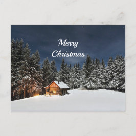 Rustikale Kabine Schnee Winter Weihnachten Postkarte