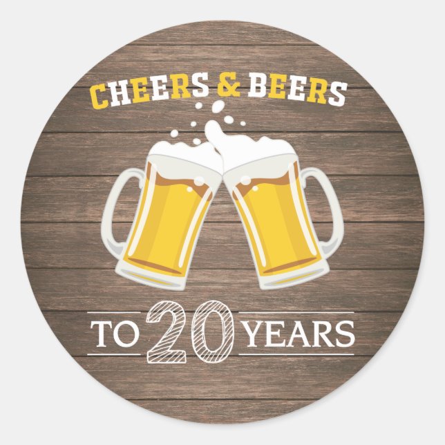 Rustikale Käfer und Biere bis 20 Jahre Runder Aufkleber (Vorderseite)
