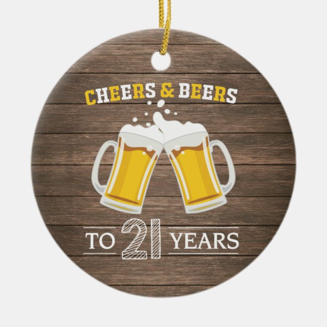 Rustikale Käfer und Biere bis 21 Jahre Keramik Ornament (Vorne)