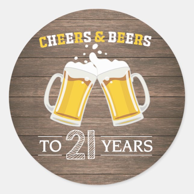 Rustikale Käfer und Biere bis 21 Jahre Runder Aufkleber (Vorderseite)