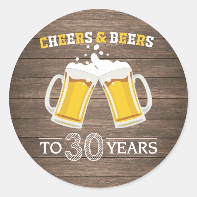 Rustikale Käfer und Biere bis 30 Jahre Runder Aufkleber (Vorderseite)
